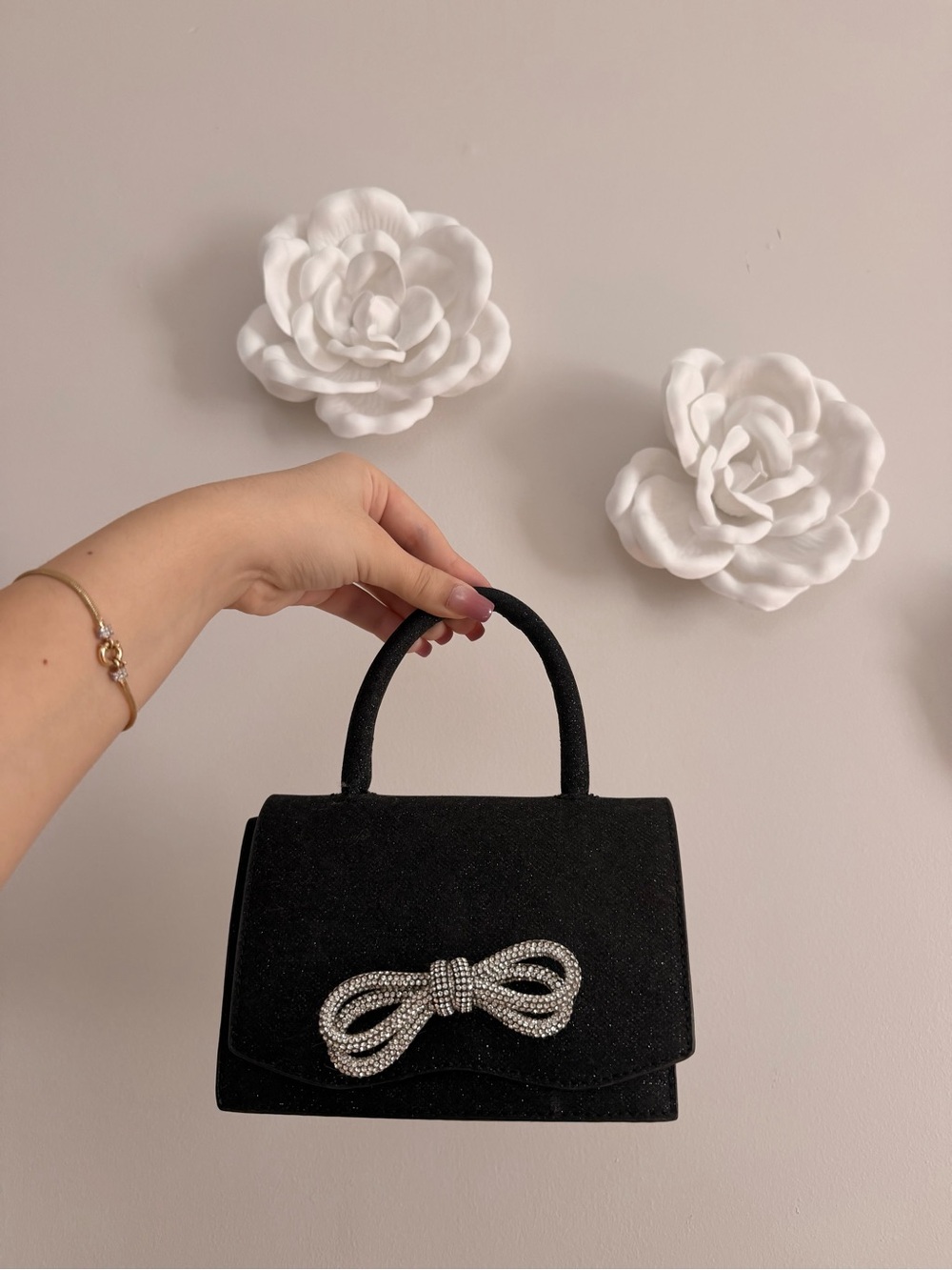 Black Sparkly Bow Clutch